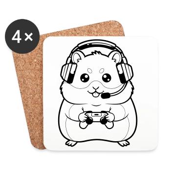 Profil du casque Hamster Gamer - Dessous de verre (lot de 4) - blanc - Devant