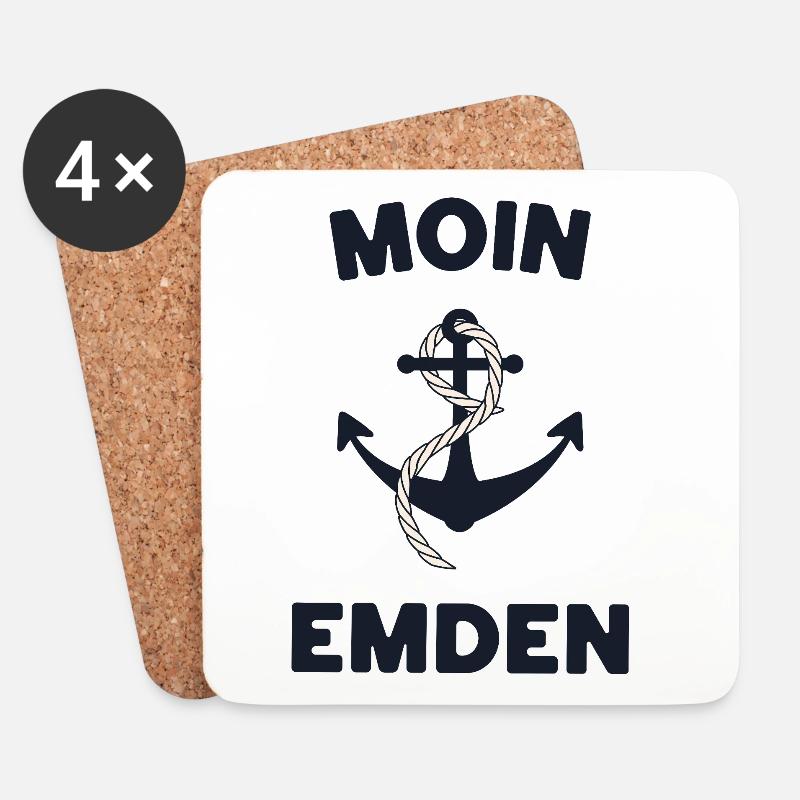 Moin Emden – Maritimes Anker-Design - Untersetzer (4er-Set) - Weiß