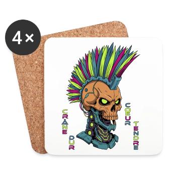 Cyber Skull - Crâne dur, cœur tendre - Dessous de verre (lot de 4) - blanc - Devant
