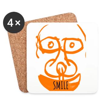 Sourire Orange Doodle - Dessous de verre (lot de 4) - blanc - Devant