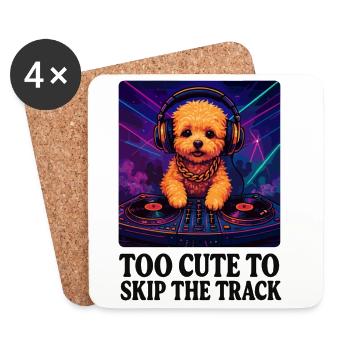DJ Maltipoo: Too Cute to Skip the Track - Neon Art - Coasters (set of 4) - white - Front