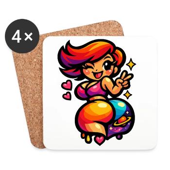 Femme danseuse de l’espace Kawaii - Dessous de verre (lot de 4) - blanc - Devant