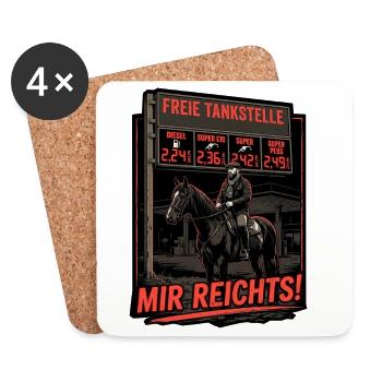 Tanken Benzin Preis Wucher - Untersetzer (4er-Set) - Weiß - Vorne
