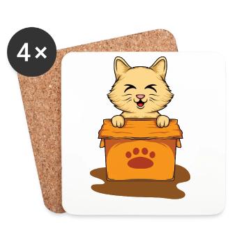 Cat Laugh Box - Coasters (set of 4) - white - Front