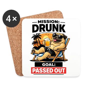 Sunset Pug Traînant Bière - Dessous de verre (lot de 4) - blanc - Devant