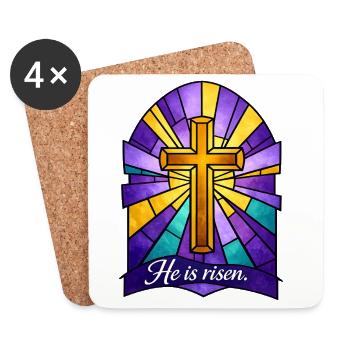 Il est la Croix de Pâques ressuscitée - Dessous de verre (lot de 4) - blanc - Devant