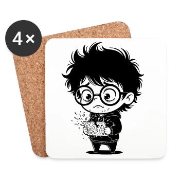 Digital Stress Broken Tablet Child Sticker - Coasters (set of 4) - white - Front