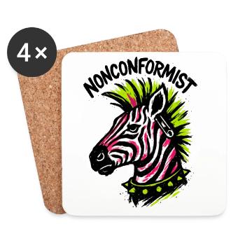 Zèbre Punk Non conformiste Crête Fluo Style Rocker - Dessous de verre (lot de 4) - blanc - Devant