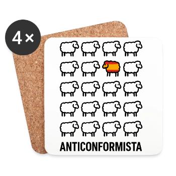 Anticonformiste Mouton Drapeau Espagne Humour - Dessous de verre (lot de 4) - blanc - Devant