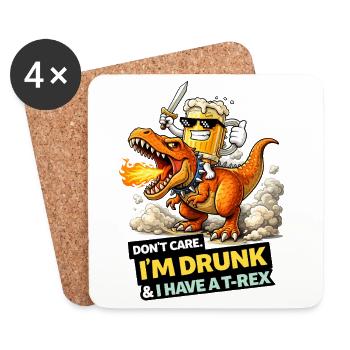 Dessin animé du cavalier T-Rex ivre - Dessous de verre (lot de 4) - blanc - Devant