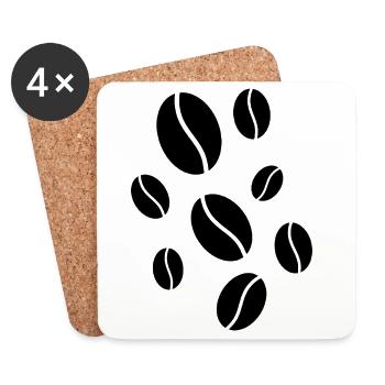 Chute des grains de café - Dessous de verre (lot de 4) - blanc - Devant