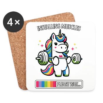 Couleurs néon de licorne en haltérophilie - Dessous de verre (lot de 4) - blanc - Devant