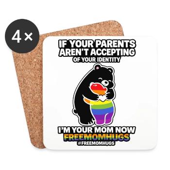 Pride Mama Umarmung Regenbogen LGBTQ Bär - Untersetzer (4er-Set) - Weiß - Vorne