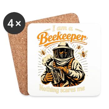 Imker Geschenk: I am a Beekeeper Nothing scares me - Untersetzer (4er-Set) - Weiß - Vorne