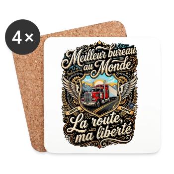 Routier chauffeur poids lourd camion route vintage - Dessous de verre (lot de 4) - blanc - Devant