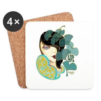 Ginkgo beauty in Art Nouveau style - Coasters (set of 4) - white - Front
