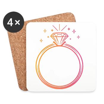  Ring - personalisierbar - Untersetzer (4er-Set) - Weiß - Vorne