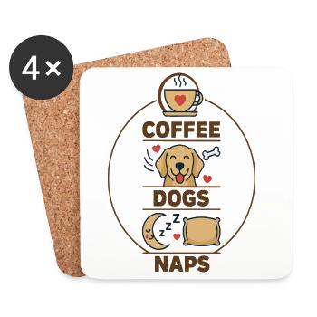 Coffee Dogs Naps Duo - Coasters (set of 4) - white - Front