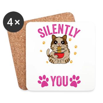 Silently judging you cat - Coasters (set of 4) - white - Front