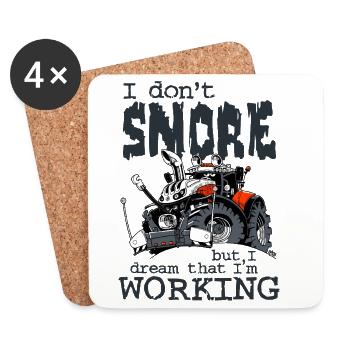 1477_I_dont_Snore-TRACTOR - Coasters (set of 4) - white - Front
