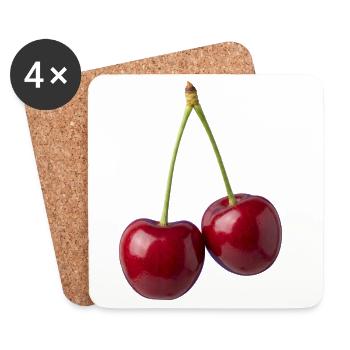 Chemise cerise cerise, sweat à capuche, sac, tasse - Dessous de verre (lot de 4) - blanc - Devant