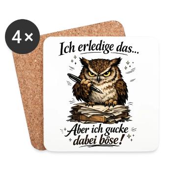 Ich mach das aber ich gucke dabei böse Eule - Untersetzer (4er-Set) - Weiß - Vorne