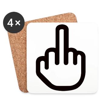 Middle Finger Hand Sign – Fuck You Symbol - Coasters (set of 4) - white - Front