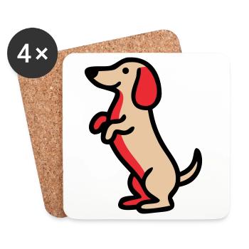 Süßer Dackel Hund Männchen Comic - Untersetzer (4er-Set) - Weiß - Vorne