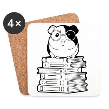 Meerschweinchen Bücher Nerd Kontur - Untersetzer (4er-Set) - Weiß - Vorne