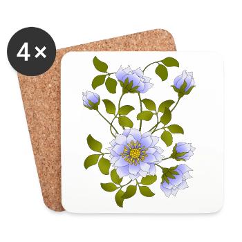 Fleur - Dessous de verre (lot de 4) - blanc - Devant