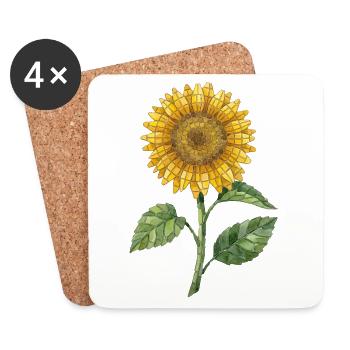Sunflower Mosaic - Retro Design for Garden Fans - Coasters (set of 4) - white - Front