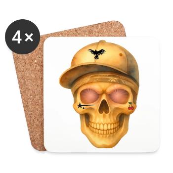 Bronze skull t-shirt design. - Coasters (set of 4) - white - Front