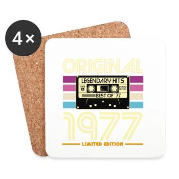 Original 1977 Cassette Rétro - Dessous de verre (lot de 4) - blanc - Devant