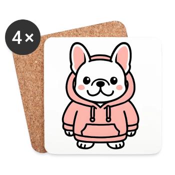 French Bulldog - Coasters (set of 4) - white - Front
