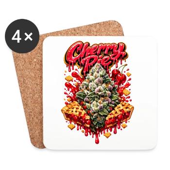Kirschkuchen-Graffiti-Druck - Untersetzer (4er-Set) - Weiß - Vorne