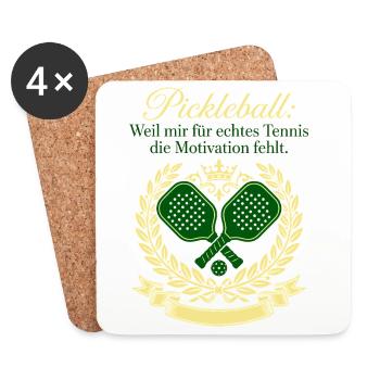 Pickleball Tennis Motivation Wappen Design - Untersetzer (4er-Set) - Weiß - Vorne