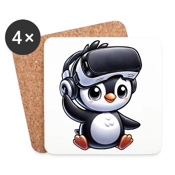 Süßer Pinguin VR Gamer Comic Stil - Untersetzer (4er-Set) - Weiß - Vorne
