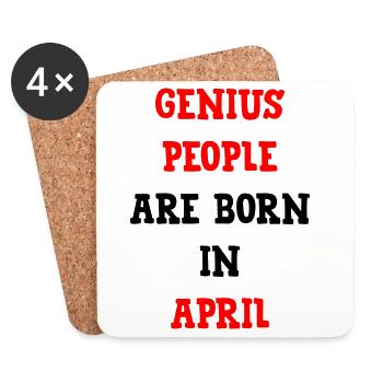 Geburtsgeschenk-Humor-Genies, geboren im April - Untersetzer (4er-Set) - Weiß - Vorne