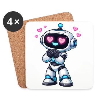 Kawaii Herzroboter Loveblick - Untersetzer (4er-Set) - Weiß - Vorne