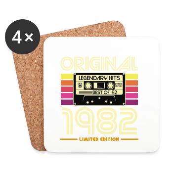 Original 1982 Édition Limité Cassette Retro - Dessous de verre (lot de 4) - blanc - Devant