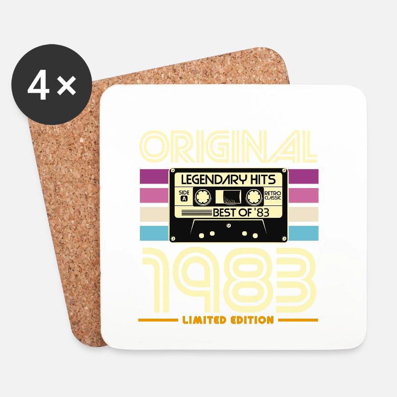 Retro Kassette 1983 Legende - Untersetzer (4er-Set) - Weiß