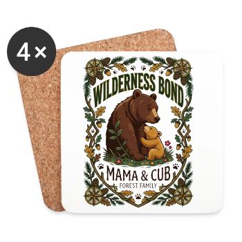 Maman Ours et Petit - Dessous de verre (lot de 4) - blanc - Devant