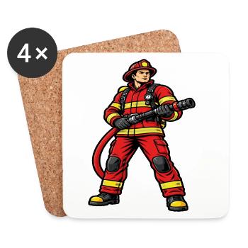 Firefighter in action dynamic red outfit - Coasters (set of 4) - white - Front