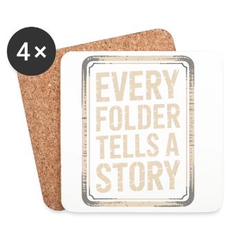 Every Folder Tells a Story - Coasters (set of 4) - white - Front