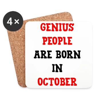 Baby Genius Birth Gift October - Coasters (set of 4) - white - Front