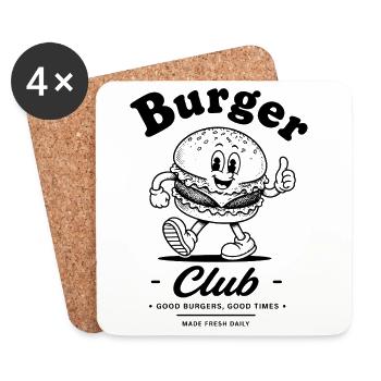 Burger Club - Bons burgers et bons moments - Dessous de verre (lot de 4) - blanc - Devant