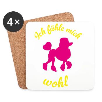 Caniche Well Chiens Vie de bureau Humour Wauwau Fan Dog - Dessous de verre (lot de 4) - blanc - Devant