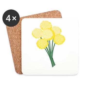 Gelbe Kugelblüten – Löwenzahn - Untersetzer (4er-Set) - Weiß - Vorne
