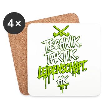 Technik. Taktik. Leidenschaft. - Untersetzer (4er-Set) - Weiß - Vorne