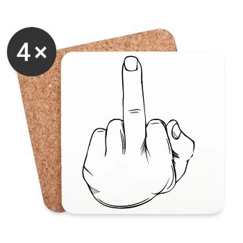 Middle finger statement - Coasters (set of 4) - white - Front